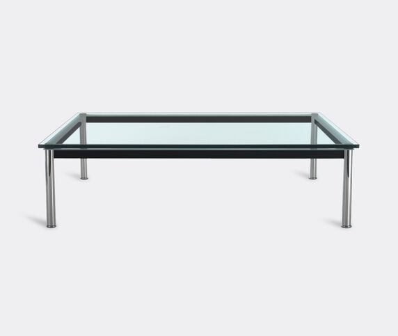 Cassina 'LC10' rectangular low table, chrome legs, black frame, low