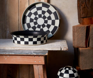 L'Objet 'Damier' round platter WHITE LOBJ23DAM221MUL