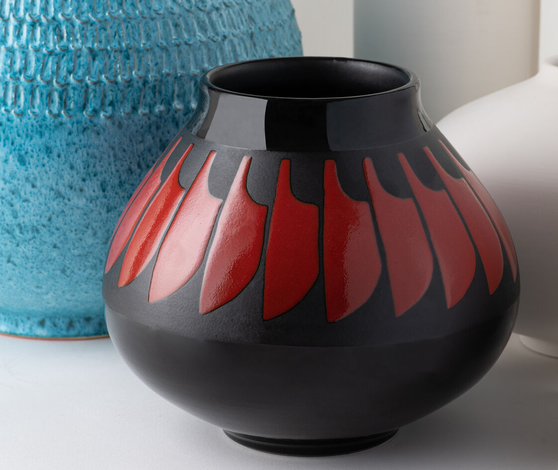 Shop Nuove Forme Vases Matte Black In Matte Black, Shiny Red