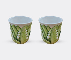 Les-Ottomans 'Lily of the Valley' ceramic tumbler, set of two, green and white MULTICOLOUR OTTO26LIL451MUL