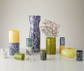 Stories of Italy 'Macchia su Macchia' ivory and blue vase, tall MULTICOLOUR STLY20MAC196BLU