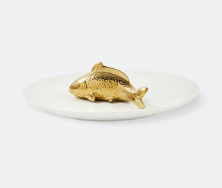 POLSPOTTEN 'Tuna Fish' plate, white and gold WHITE POLS25PLA775WHI