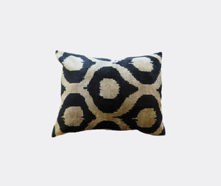 Les-Ottomans Silk velvet cushion, white and blue MULTICOLOUR OTTO20SIL627MUL