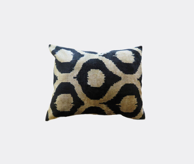 Les-Ottomans Silk velvet cushion, white and blue MULTICOLOUR OTTO20SIL627MUL