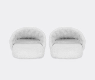 Dolce&amp;Gabbana Casa Embroidered slippers with D&amp;G logo, white WHITE DGCA25EMB987WHI