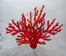 Les-Ottomans 'Coral' embroidered cushion MULTICOLOUR OTTO23COT217MUL