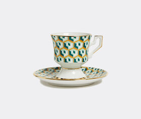 La DoubleJ 'Cubi Verde' espresso cup and saucer, set of two MULTICOLOUR LADJ22ESP009MUL