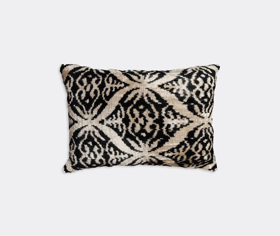 Les-Ottomans Velvet cushion, black and white Multicolor ${masterID}