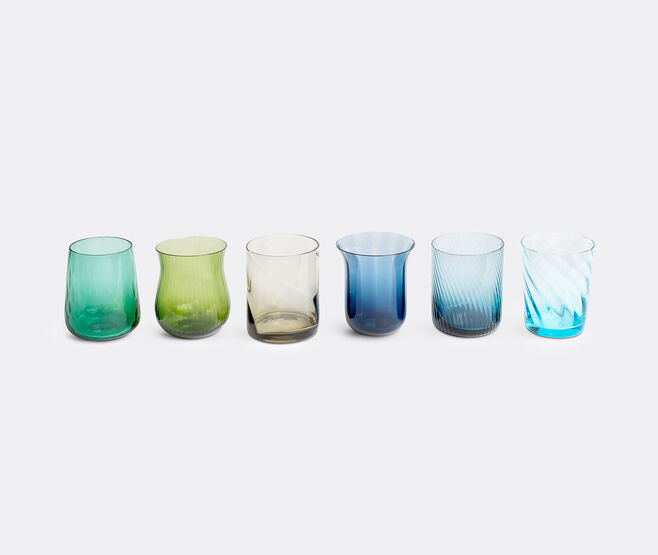 Bitossi Home Assorted Tumblers, set of six, blue and green MULTICOLOUR BIHO22SET700MUL