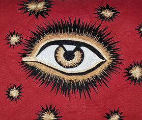 Les-Ottomans 'Eye' cotton embroidered cushion, red RED OTTO22COT713MUL