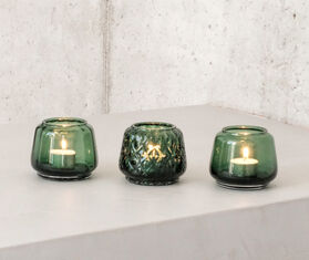 XLBoom &#39;Kuro&#39; assorted tealight holders, set of three, moss green GREEN XLBO25KUR091GRN