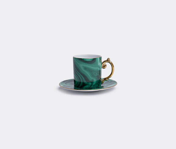 L'Objet Malachite Espresso Cup + Saucer Green, Gold ${masterID} 2