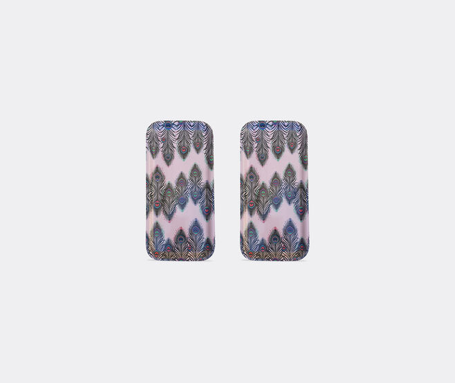 Les-Ottomans 'Peacock' rectangular tray, set of two MULTICOLOUR OTTO21MAT849MUL