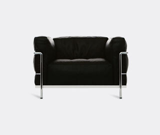 Cassina '3 Fauteuil Grand Confort' grand mod&egrave;le padded armchair, dark grey leather BLACK CASS21PAD503BLK