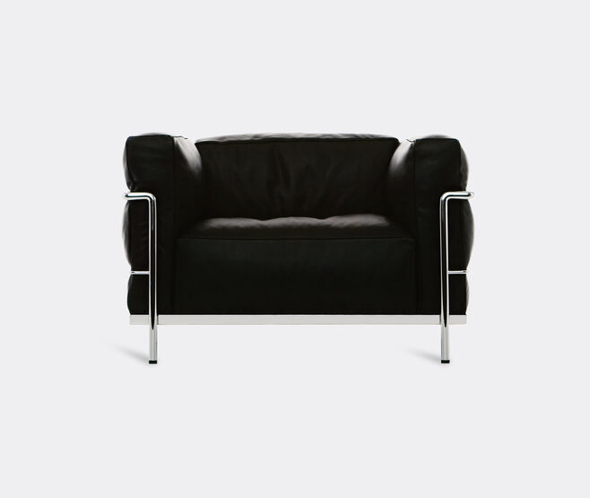 Cassina '3 Fauteuil Grand Confort' grand mod&egrave;le padded armchair, dark grey leather BLACK CASS21PAD503BLK