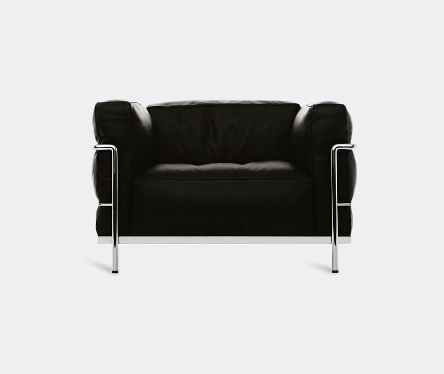 Cassina '3 Fauteuil Grand Confort' grand modèle padded armchair, dark grey leather Black CASS21PAD503BLK