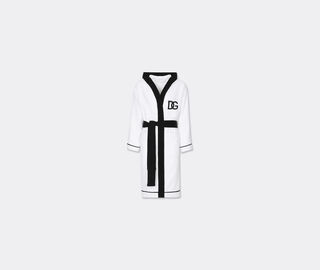 Dolce&amp;Gabbana Casa Hooded bathrobe with D&amp;G logo, white WHITE DGCA25HOO434WHI