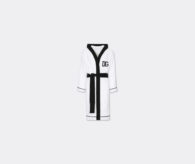 Dolce&Gabbana Casa Hooded bathrobe with D&G logo, white WHITE DGCA25HOO434WHI
