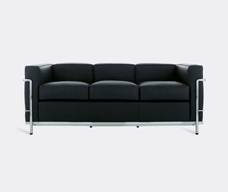 Cassina '2 Fauteuil Grand Confort' petit mod&egrave;le, trois places sofa, grey leather BLACK CASS21PAD459BLK