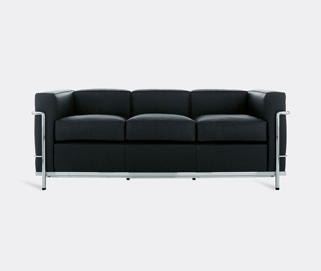 Cassina '2 Fauteuil Grand Confort' petit mod&egrave;le, trois places sofa, grey leather BLACK CASS21PAD459BLK