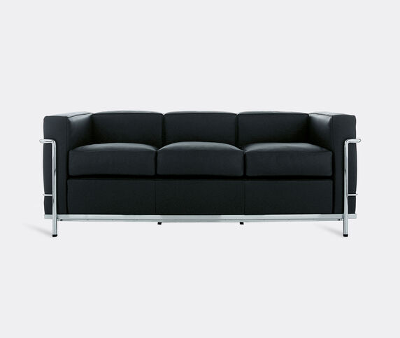 Cassina '2 Fauteuil Grand Confort' petit modèle, trois places sofa, grey leather  CASS21PAD459BLK