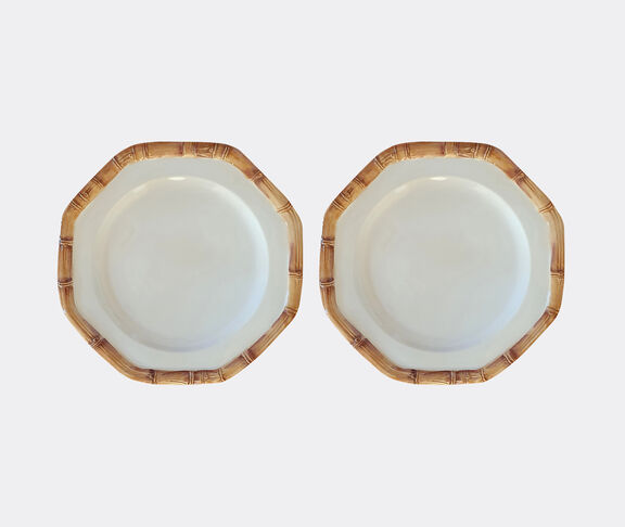Les-Ottomans Bamboo Set Of 2 Brown Ceramic Presentation Plates undefined ${masterID} 2