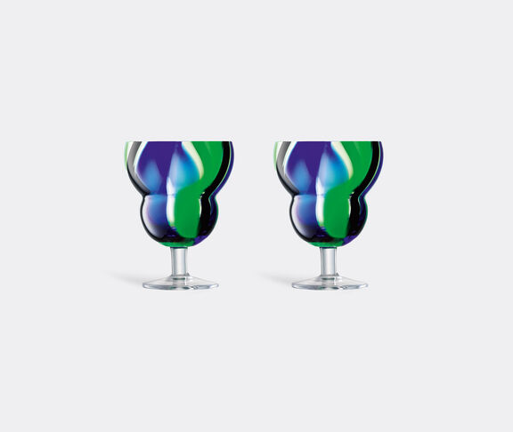 LSA International 'Folk' wine glass, set of two, black, blue and green undefined ${masterID}