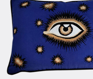 Les-Ottomans 'Eye' cotton embroidered cushion, blue BLUE OTTO22COT720MUL