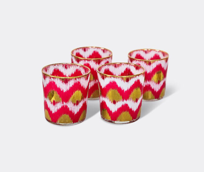 Les-Ottomans 'Ikat' tumbler, set of four, red, white and gold MULTICOLOUR OTTO26IKA385MUL