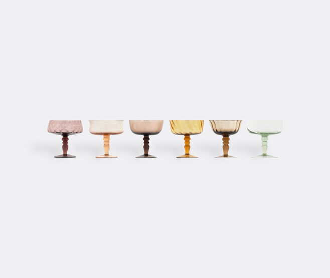 Bitossi Home 'Diseguale' goblets, set of six, amber and pink MULTICOLOUR BIHO22SET493MUL