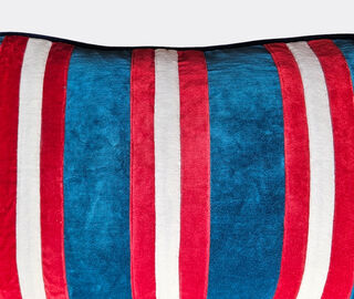 Les-Ottomans Striped velvet cushion, blue MULTICOLOUR OTTO25VEL282BLU