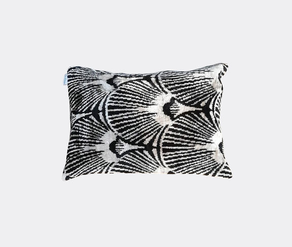 Les-Ottomans Silk velvet cushion, black and white undefined ${masterID}