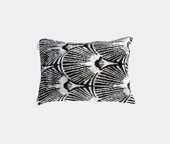 Les-Ottomans Silk velvet cushion, black and white Multicolor ${masterID}