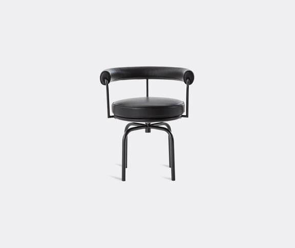 Cassina Swivel Chair With 4 Legs, With Frame Black Enamel (Upholstery Leather X606) - Lc7 Black ${masterID} 2