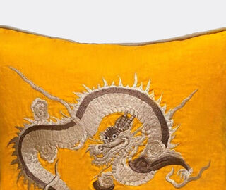 Les-Ottomans 'Dragon' embroidered cushion, beige MULTICOLOUR OTTO24DRA754MUL