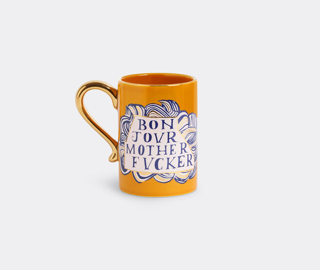 L'Objet 'Motherfucker' mug, gold, blue and white MULTICOLOUR LOBJ25RUA840MUL