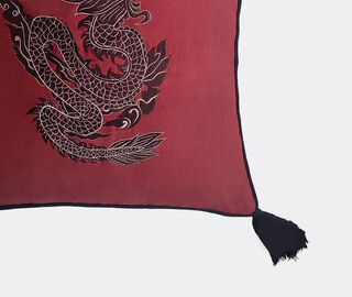 Les-Ottomans 'Dragon' embroidered cushion, red MULTICOLOUR OTTO24DRA761MUL