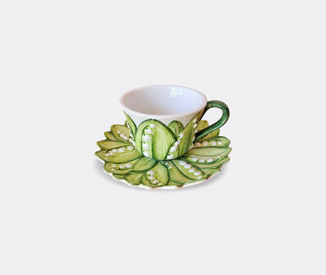 Les-Ottomans 'Lily of the Valley' teacup and saucer MULTICOLOUR OTTO23LIL841MUL