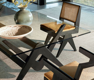 Cassina 'Capitol Complex' chair with Vienna straw seat BLACK CASS21CAP817BEI