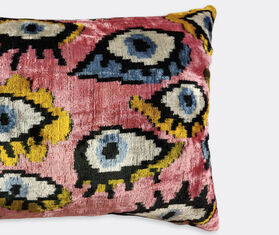 Les-Ottomans Velvet cushion, pink, yellow and blue MULTICOLOUR OTTO22VEL676MUL