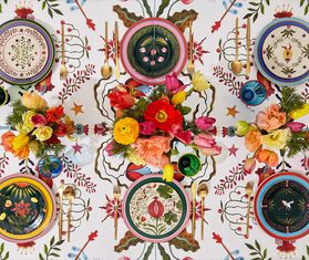 La DoubleJ &#39;White Turning Tulips&#39; tablecloth, medium MULTICOLOUR LADJ22MED653MUL