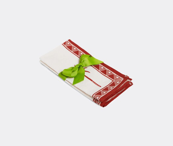 La DoubleJ 'Date Palms' linen napkin, set of two, red and white multicolor LADJ24DAT311MUL