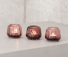 XLBoom &#39;Kuro&#39; assorted tealight holders, set of three, plum BURGUNDY XLBO25KUR084BUR