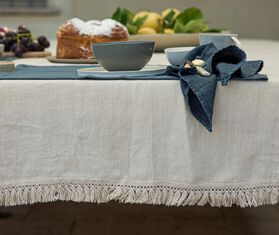 Once Milano Tablecloth with fringes, medium, cream IVORY ONMI23TAB429WHI