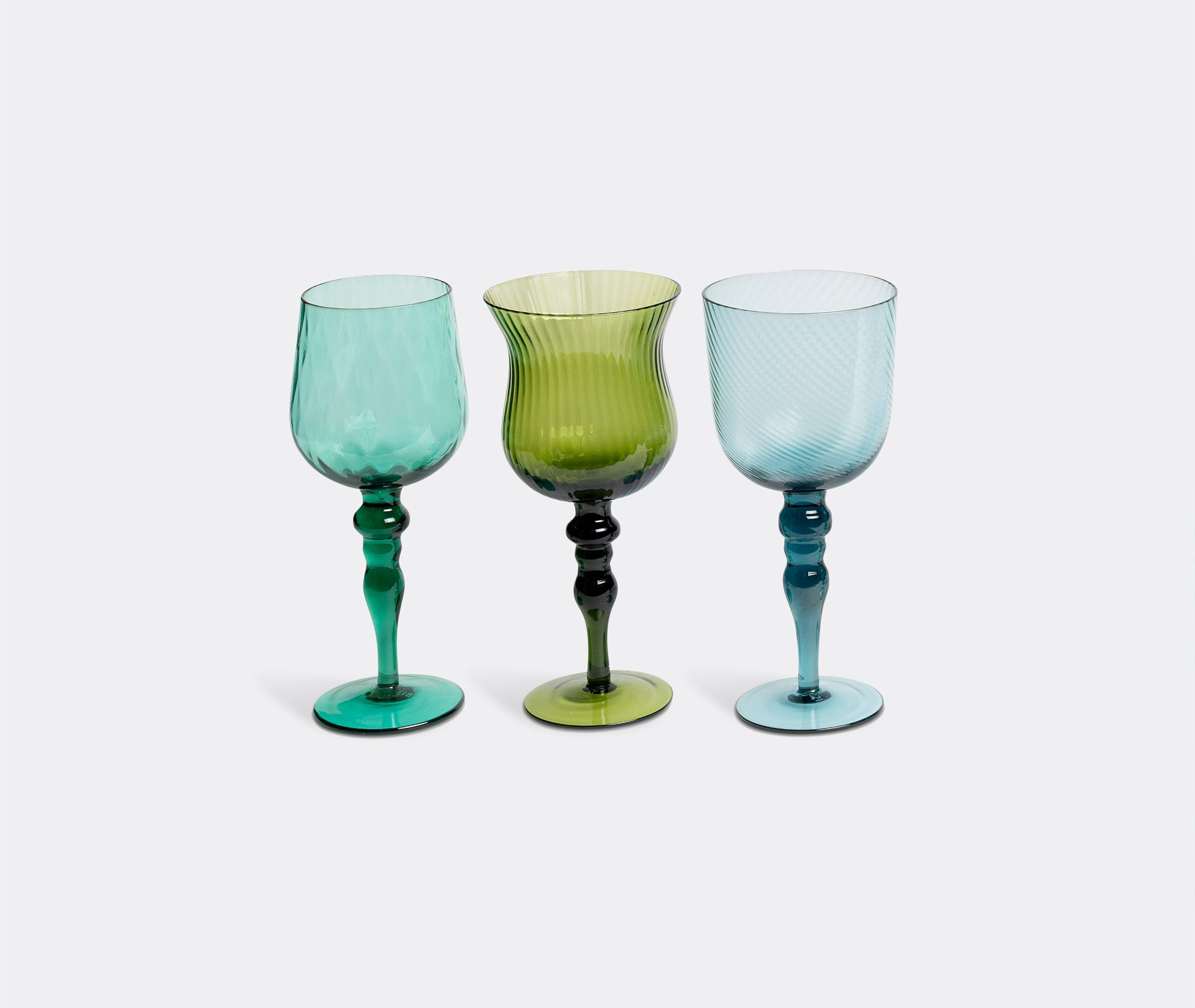 Assorted Blue Goblets, set of six by Bitossi Home | Glassware 