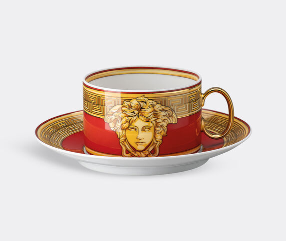 Rosenthal 'Medusa Amplified' teacup and saucer, golden coin, set of four