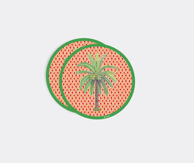 Lisa Corti &#39;Masonite&#39; round placemat, set of two, hima palma red RED LICO23MAS626MUL
