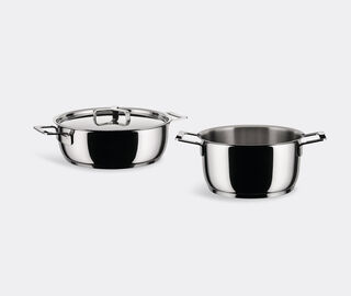 Alessi 'Pots &amp; Pans' cookware set, seven pieces SILVER ALES22POT984SIL