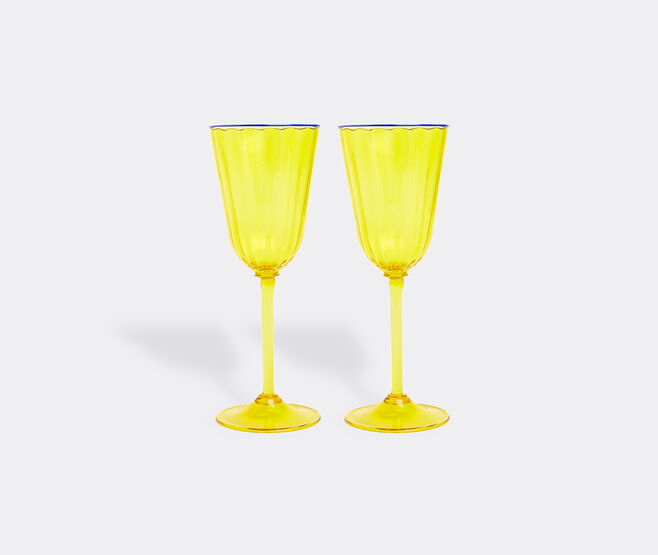 La DoubleJ 'Rainbow' wine glass, set of two, yellow YELLOW LADJ23WIN670YEL