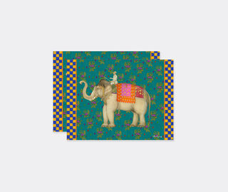 Lisa Corti 'Elephant Rany Masonite' rectangular placemat, set of two, green GREEN LICO25REC698GRN